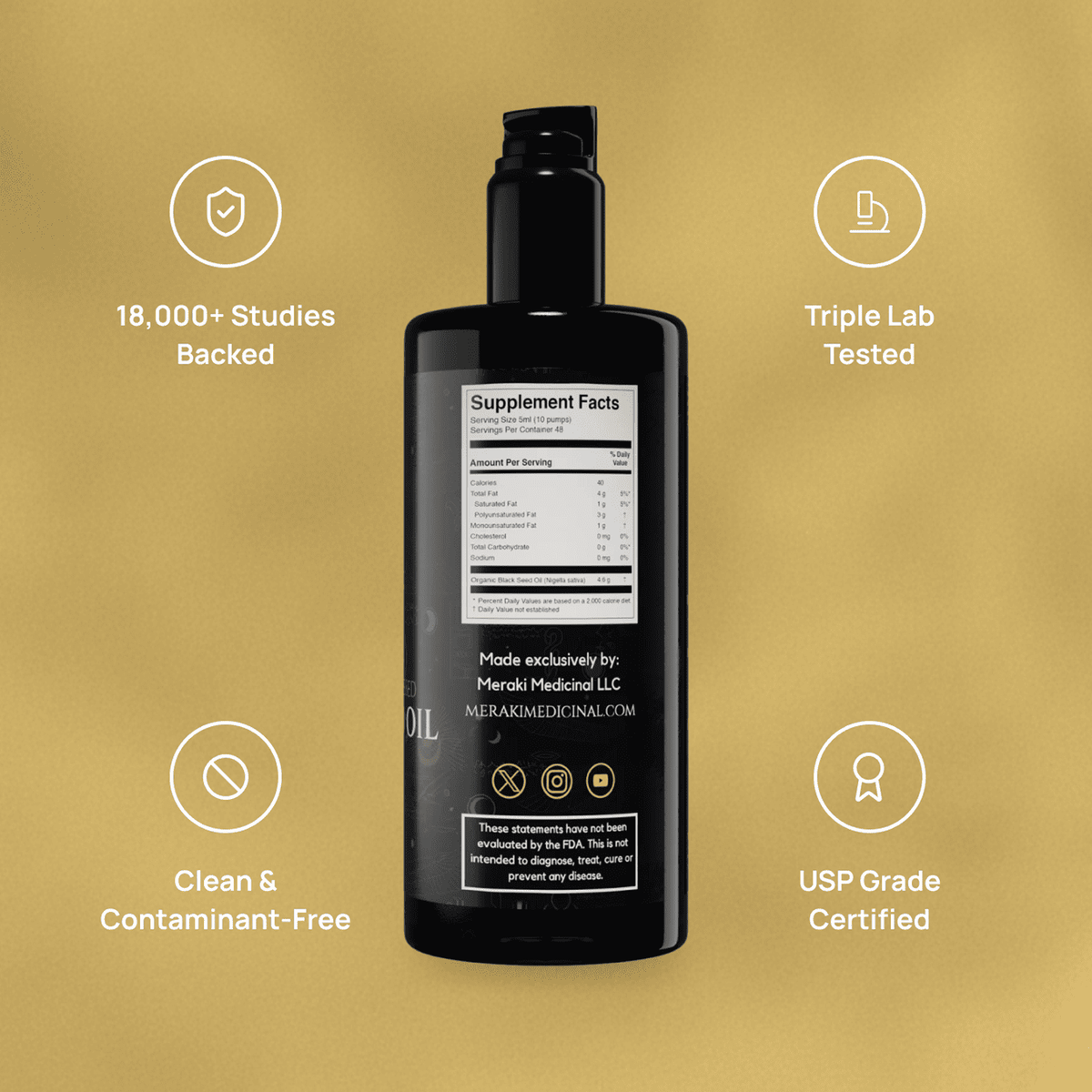 High Potency Cold-Pressed Organic Black Seed Oil with 3% Thymoquinone