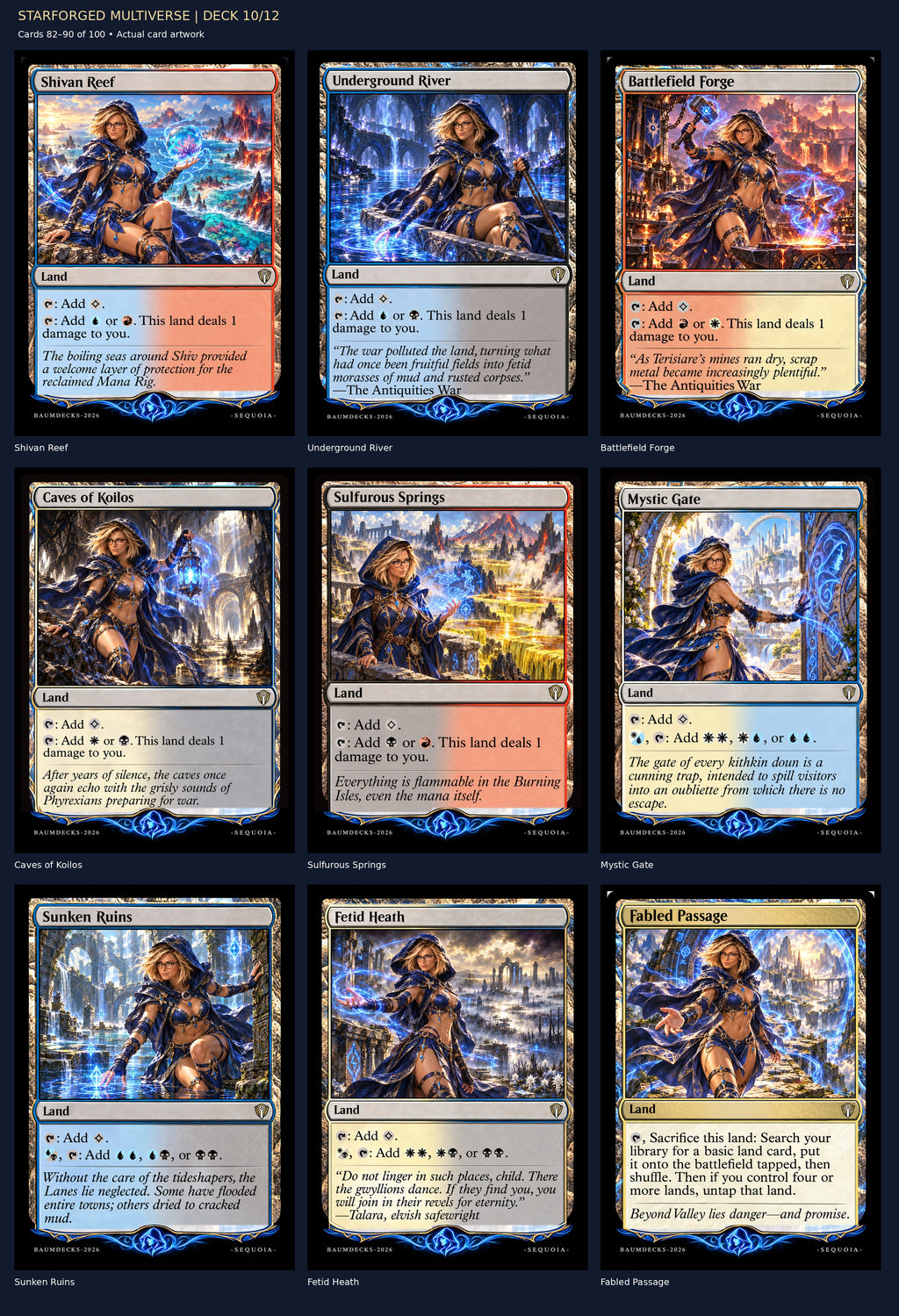 STARFORGED MULTIVERSE | DECK 10/12 — Shivan Reef, Underground River, Battlefield Forge, Caves of Koilos, Sulfurous Springs, Mystic Gate, Sunken Ruins, Fetid Heath, Fabled Passage