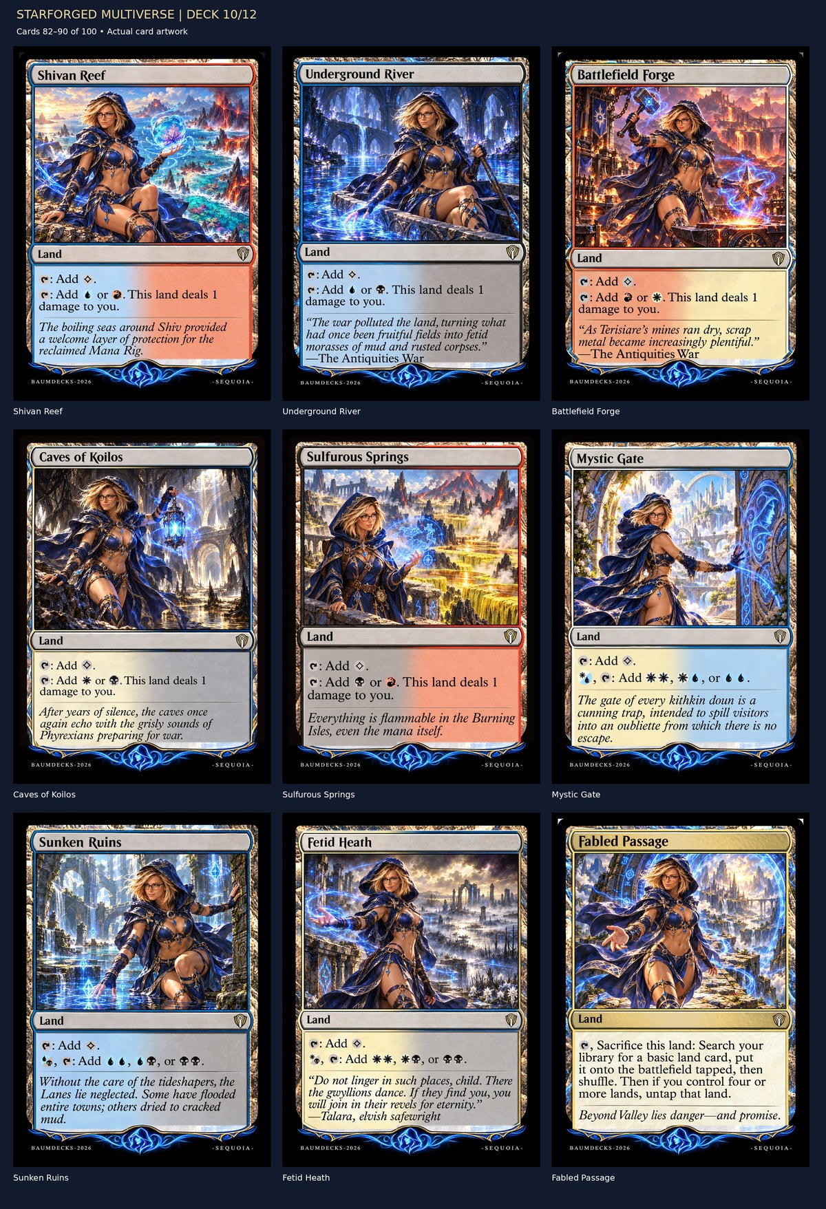 STARFORGED MULTIVERSE | DECK 10/12 — Shivan Reef, Underground River, Battlefield Forge, Caves of Koilos, Sulfurous Springs, Mystic Gate, Sunken Ruins, Fetid Heath, Fabled Passage