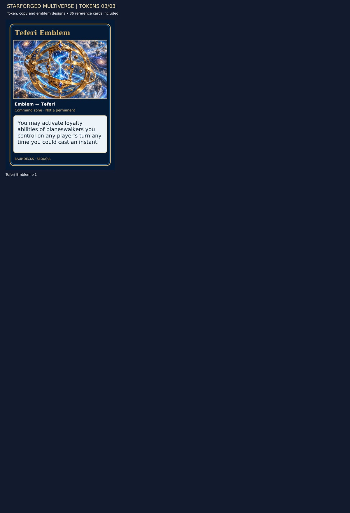 STARFORGED MULTIVERSE | TOKENS 03/03 — Teferi Emblem