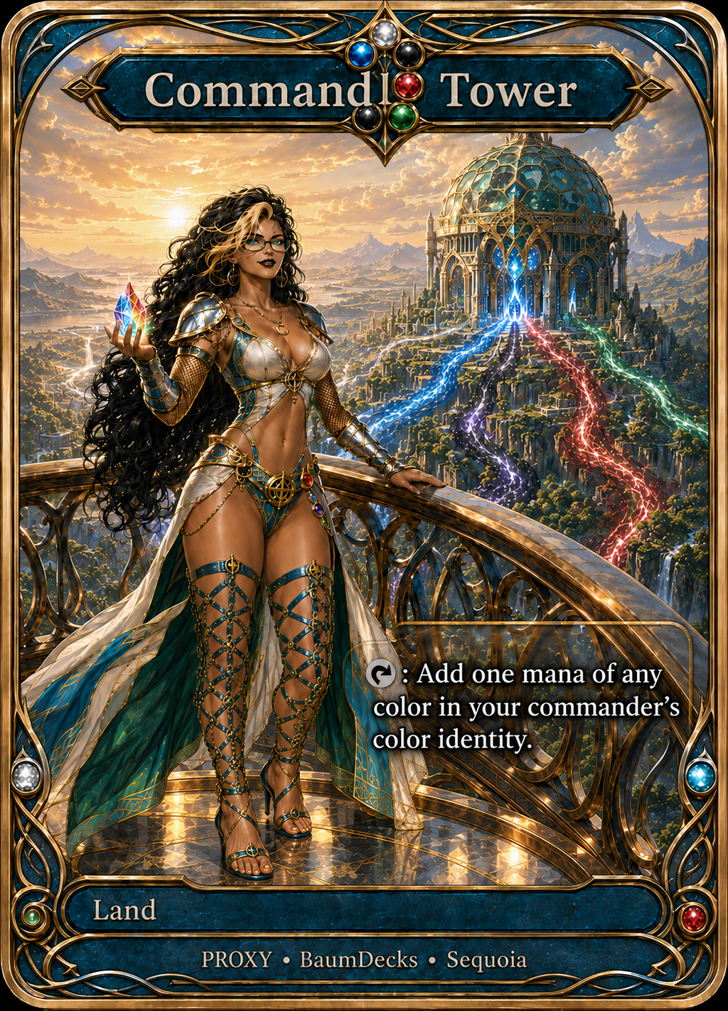 Command Tower — Dark Curls & Crystal Glow custom BaumDecks proxy card front