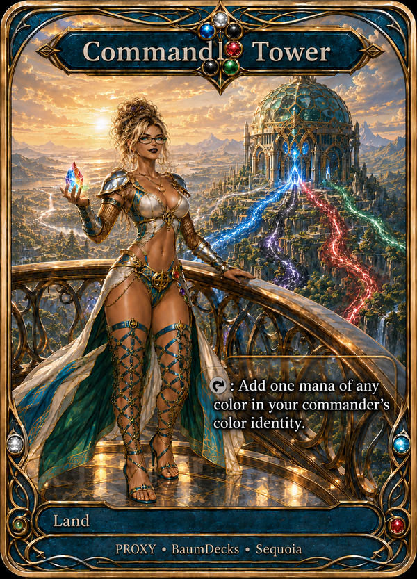 Command Tower — Golden Curls & Crystal Glow — BaumDecks Proxy Single (Coming Soon)