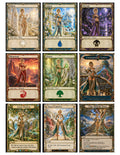Sequoia's Five-Color Realms: five basic lands, blonde-updo Command Tower, Exotic Orchard, Mana Confluence and The World Tree