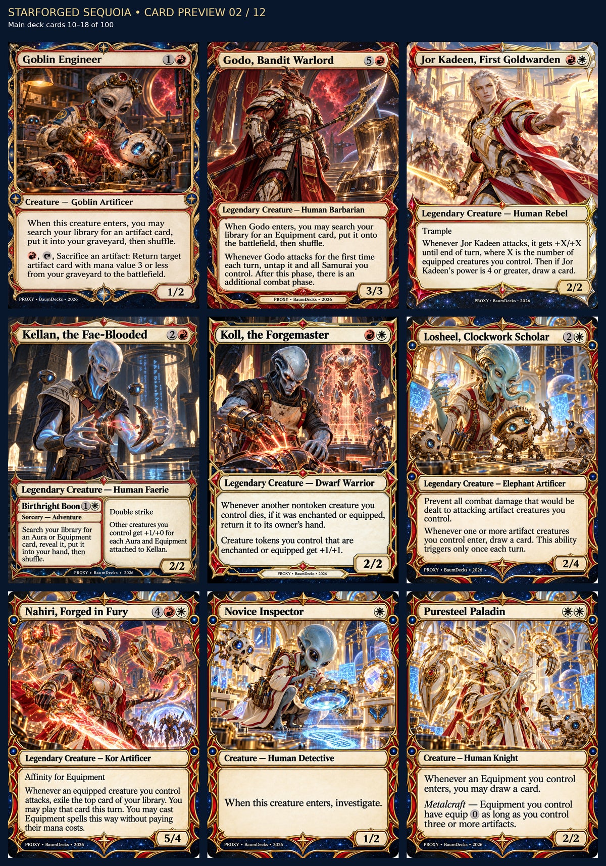 Starforged Sequoia actual deck cards 10–18 of 100