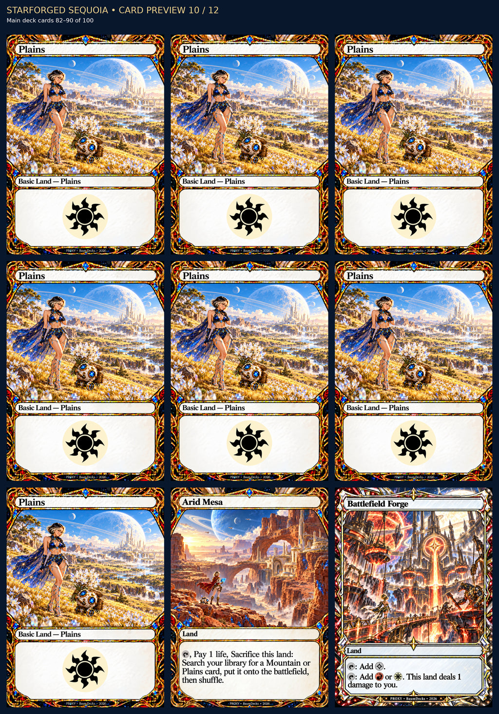 Starforged Sequoia actual deck cards 82–90 of 100