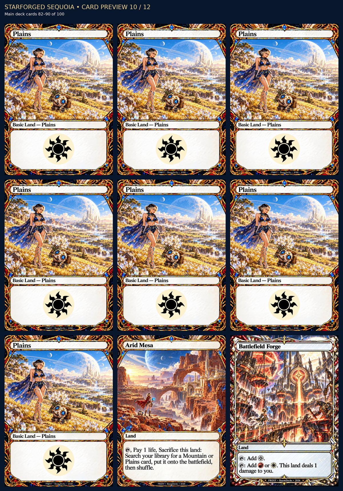 Starforged Sequoia actual deck cards 82–90 of 100