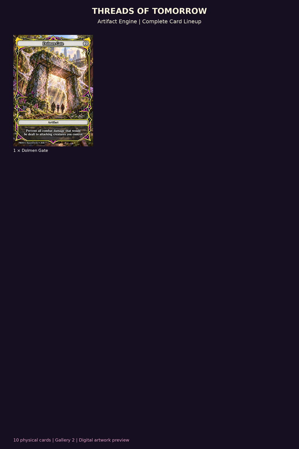 Threads of Tomorrow 10-card Artifact Engine Package — complete lineup 2