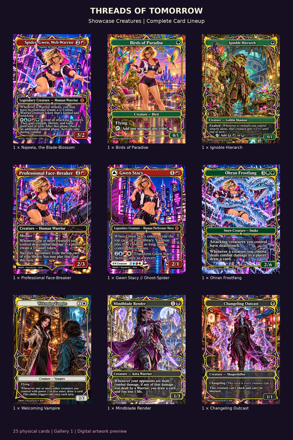 Threads of Tomorrow 25-card Showcase Creatures Package — complete lineup 1