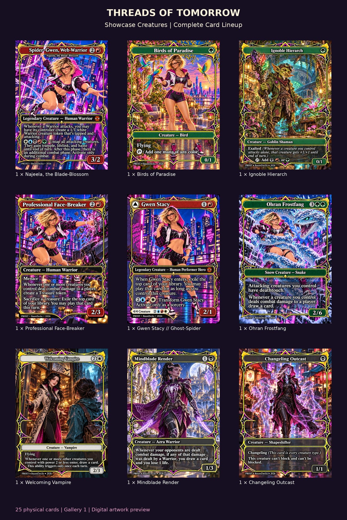 Threads of Tomorrow 25-card Showcase Creatures Package — complete lineup 1