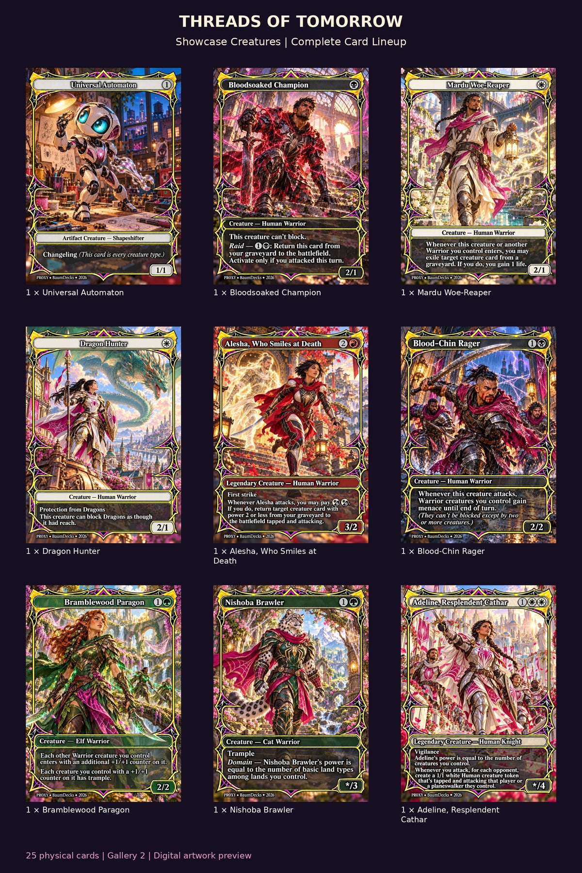 Threads of Tomorrow 25-card Showcase Creatures Package — complete lineup 2