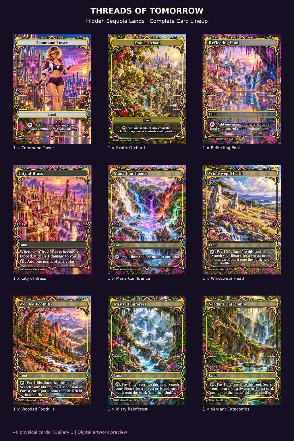 Threads of Tomorrow 40-card Hidden Sequoia Lands Package — complete lineup 1