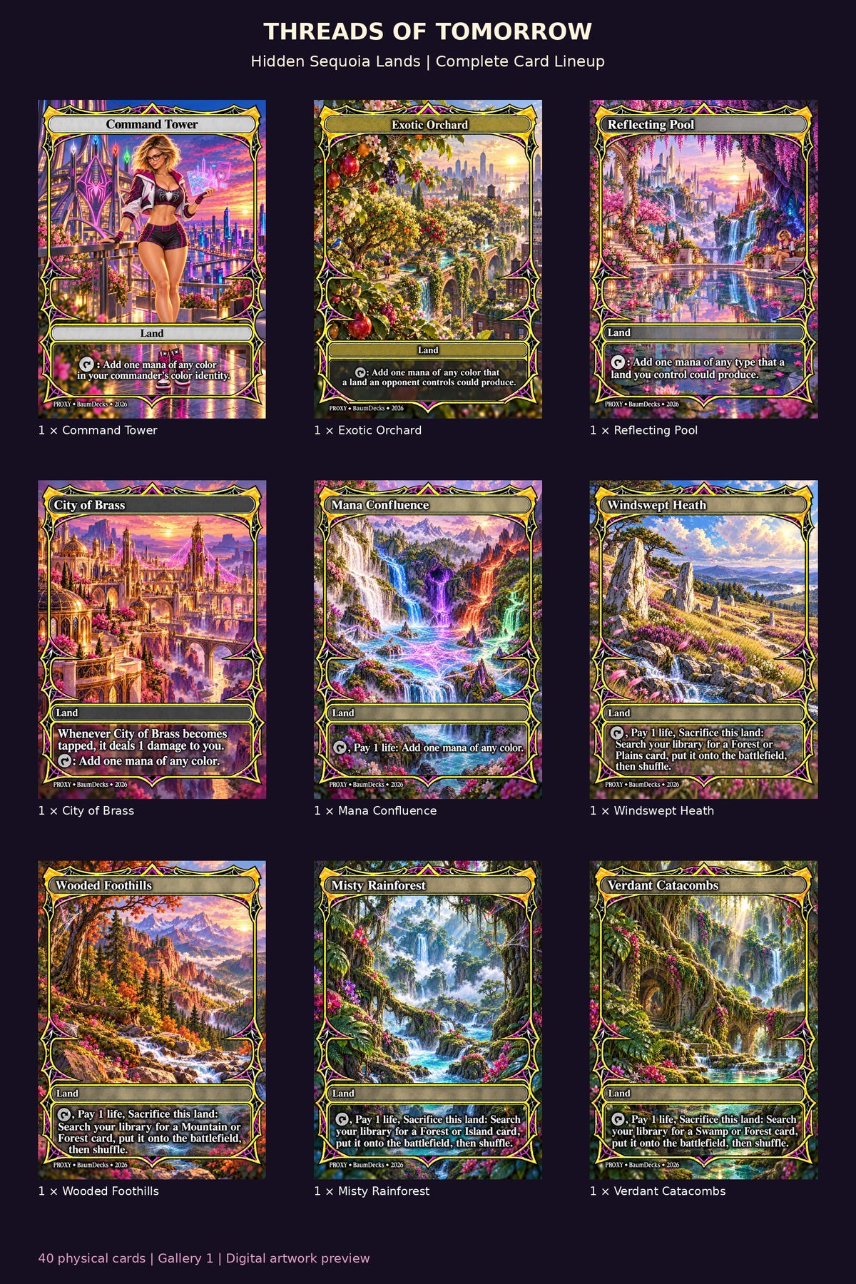 Threads of Tomorrow 40-card Hidden Sequoia Lands Package — complete lineup 1