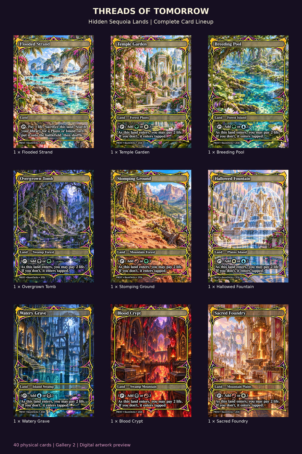 Threads of Tomorrow 40-card Hidden Sequoia Lands Package — complete lineup 2