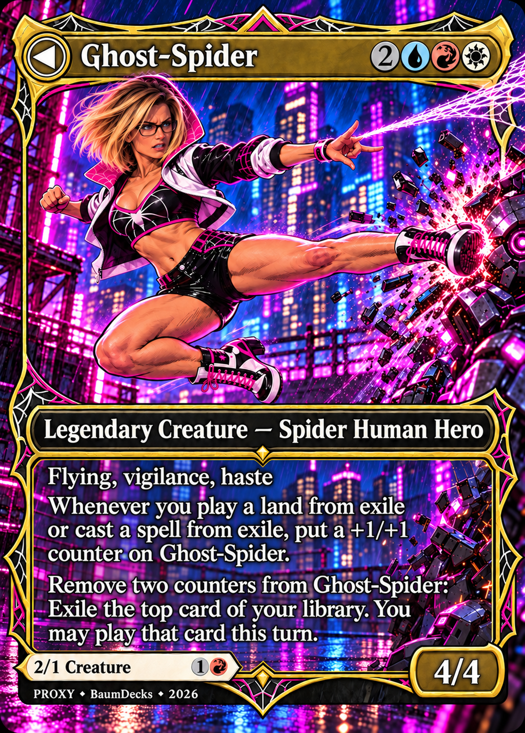 Gwen Stacy / Ghost-Spider — approved reverse face of the included double-sided card